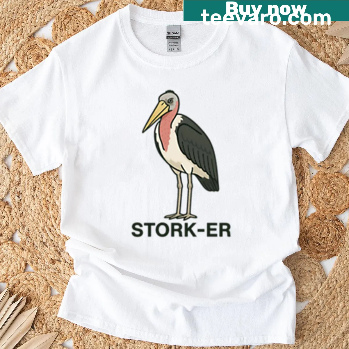 Oversized T-shirt with an illustration of a Marabou Stork — on a men's t-shirt