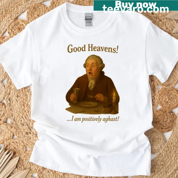 Funny vintage T-shirt featuring a surprised 18th century gentleman meme
