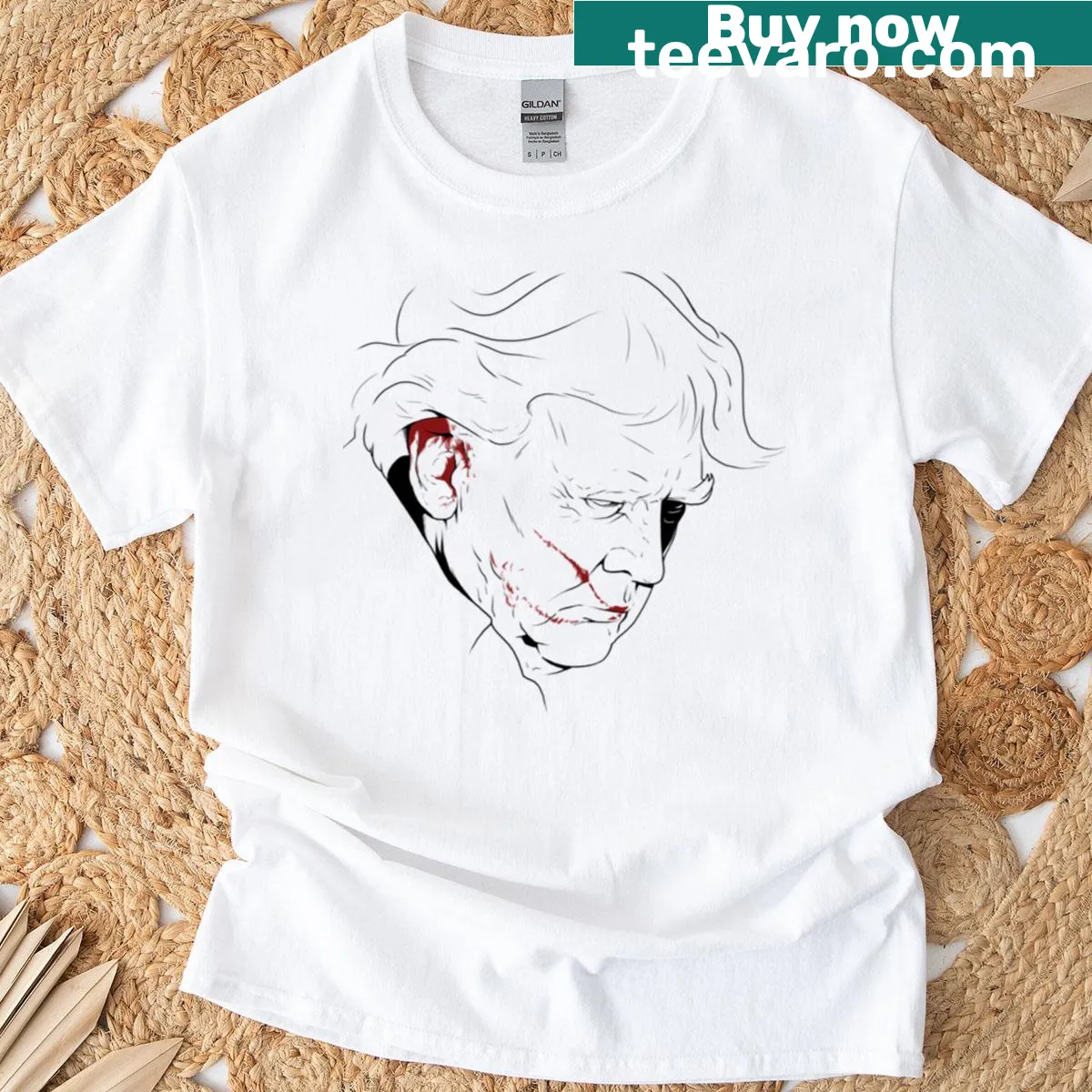 Graphic design T-shirt with the word 'Survivor' and Trump imagery — on a men's t-shirt