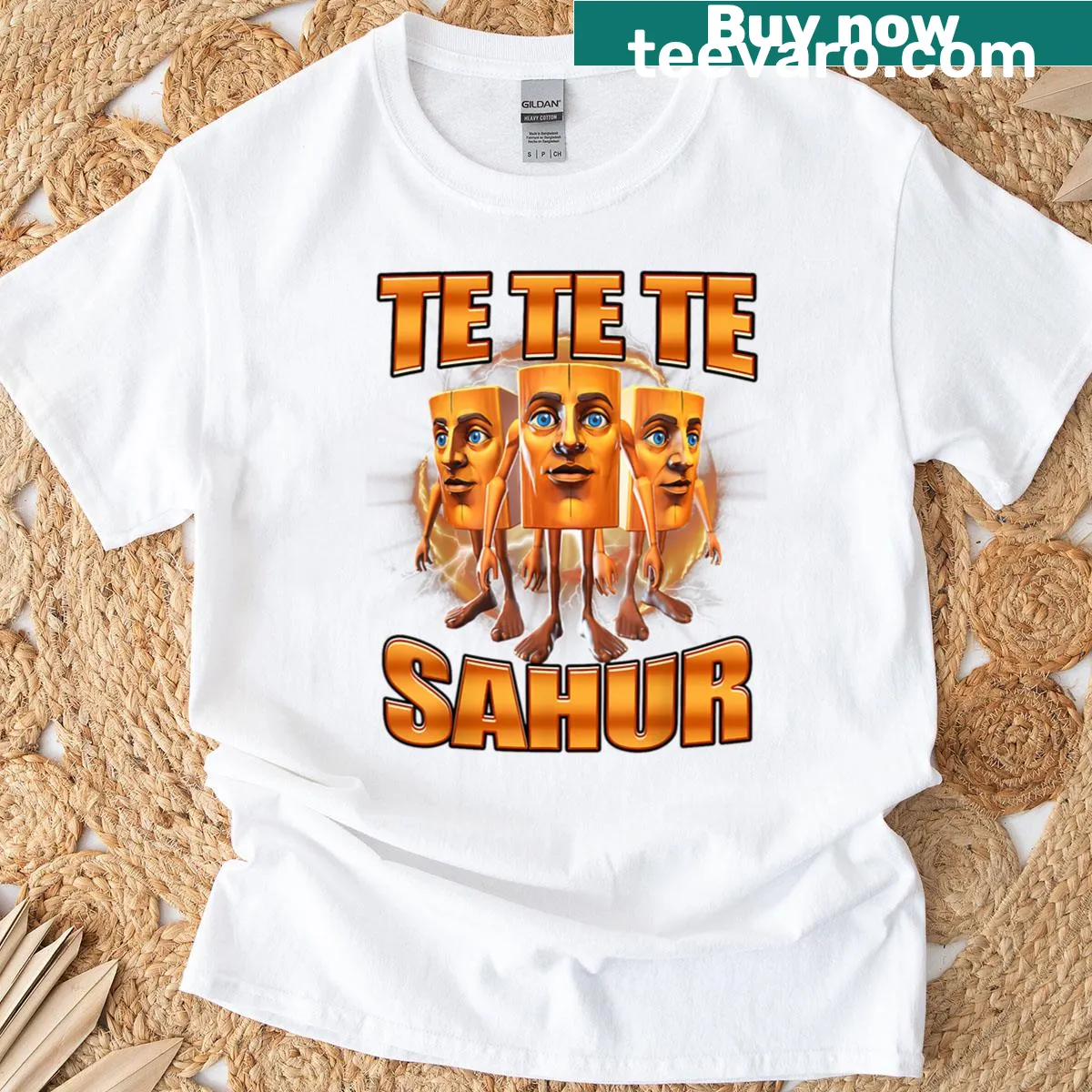 Funny Italian meme T-shirt with the phrase 'Te Te Te Sahur' for kids — on a men's t-shirt