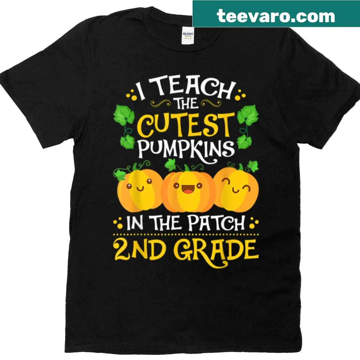 Cute pumpkin design for teachers on oversized Halloween t-shirt — on a men's t-shirt