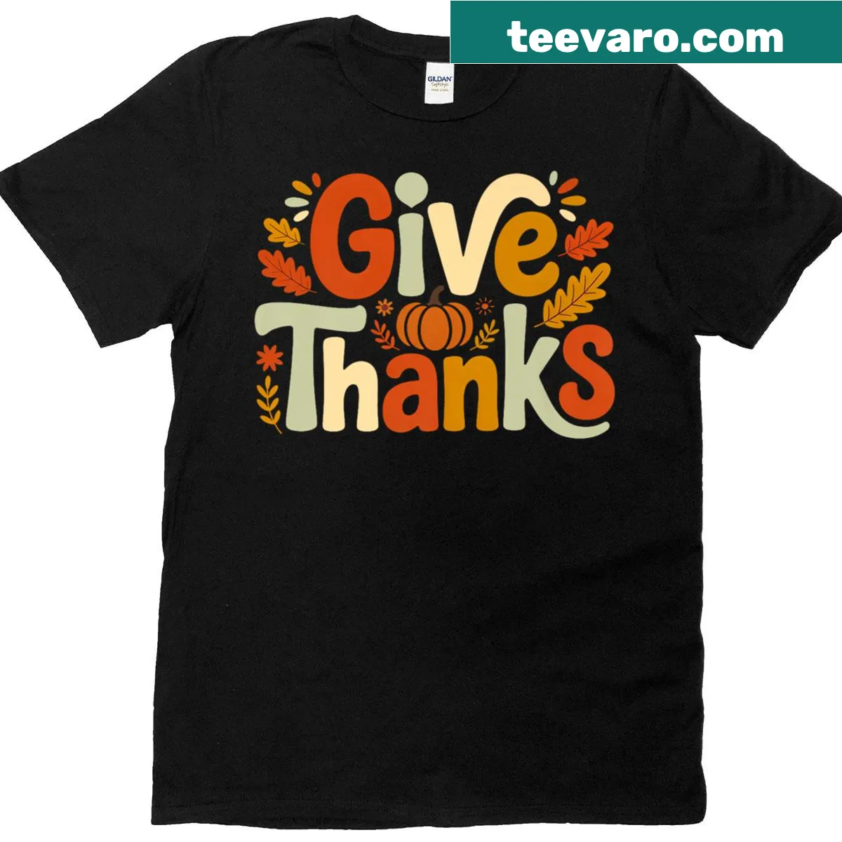 Thanksgiving t-shirt with thankful pumpkin design — on a men's t-shirt