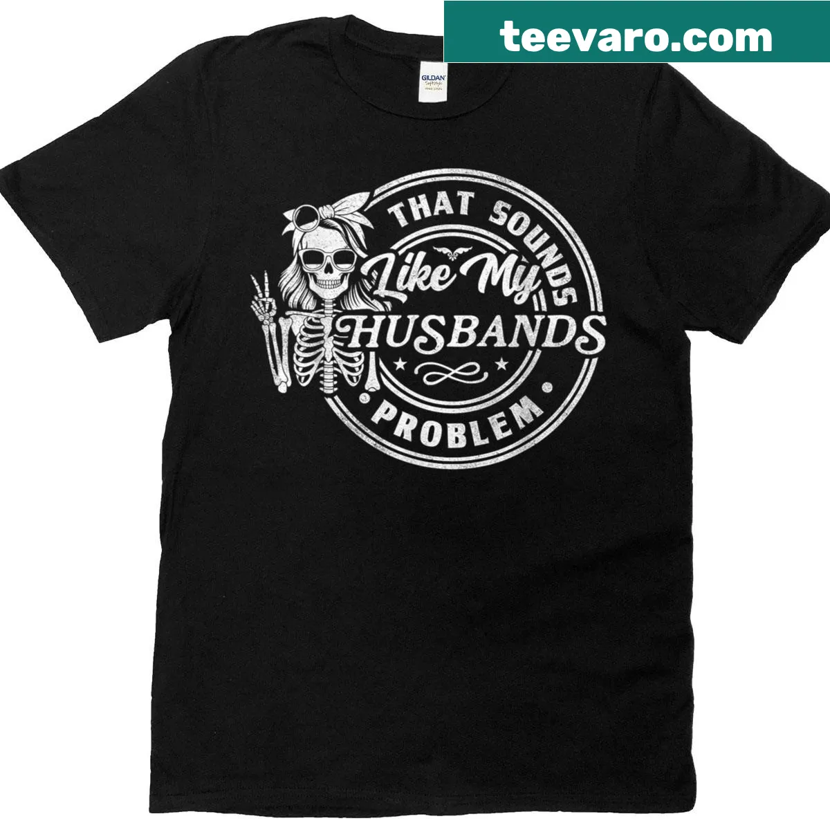 Sarcastic humor T-shirt with playful husband problem phrase — on a men's t-shirt