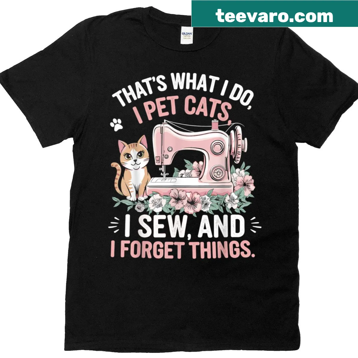 Cat-themed t-shirt with humorous text about pet ownership — on a men's t-shirt