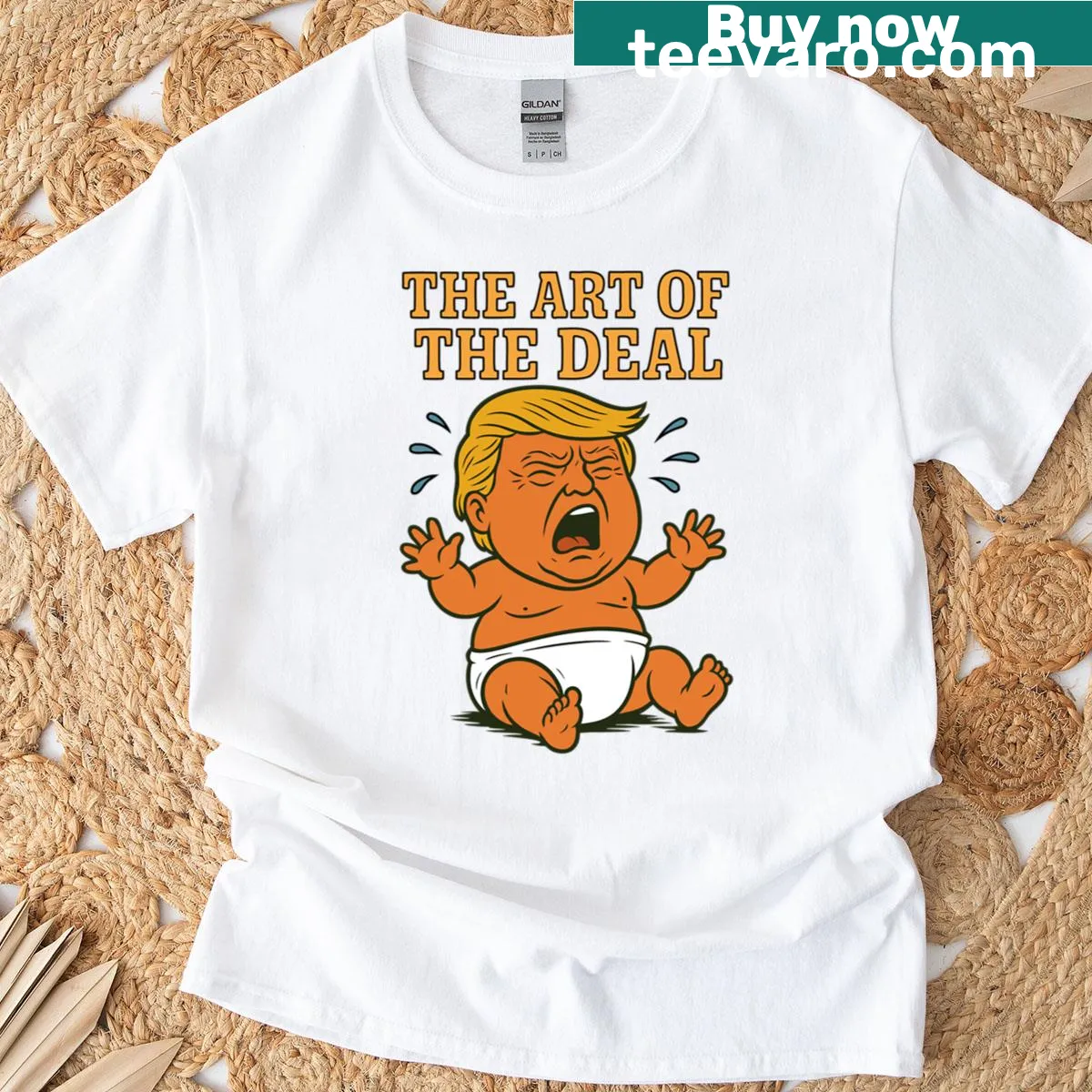 Oversized T-shirt featuring the slogan 'The Art Of The Deal' in bold typography. — on a men's t-shirt