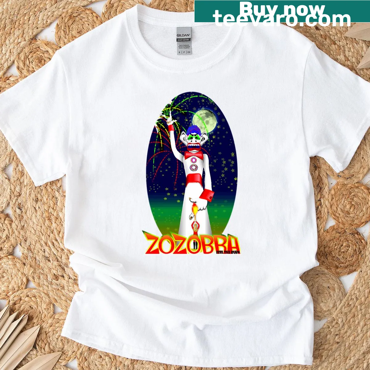 T-shirt featuring the phrase 'Feel The Bebakaran Burn' for Zozobra — on a men's t-shirt