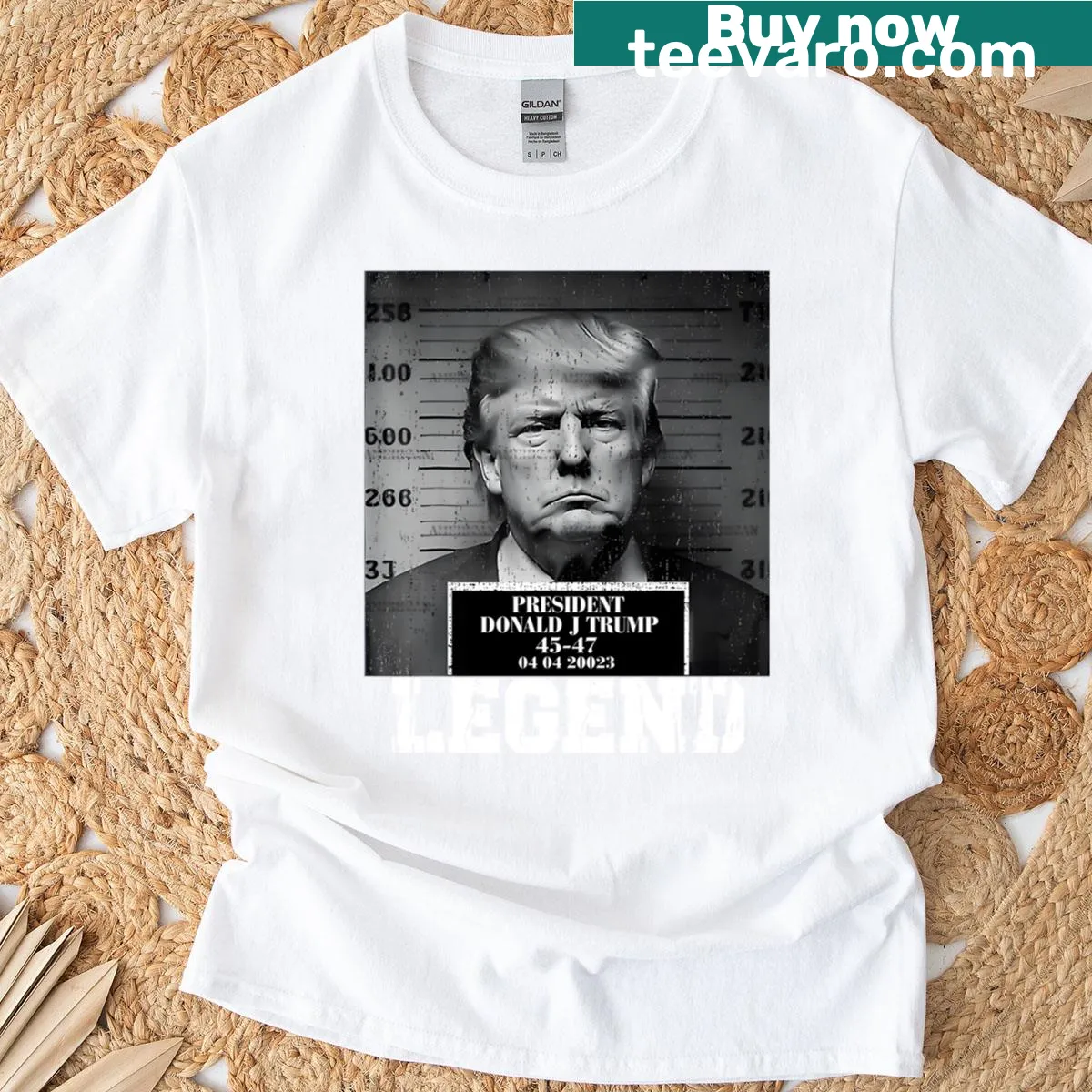 T-shirt proclaiming Trump as a 'legend' for the 2024 election — on a men's t-shirt