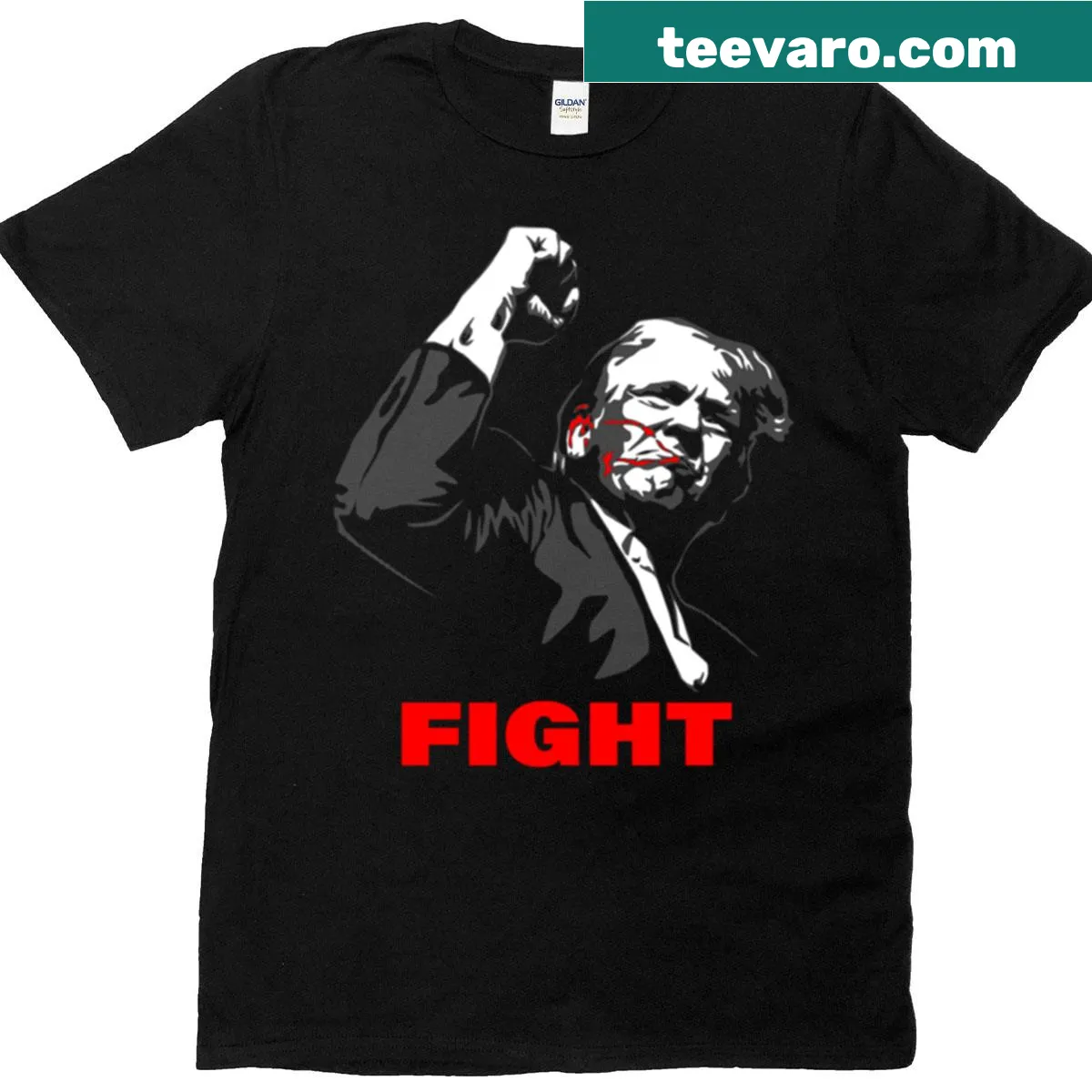 Bold graphic T-shirt with text about Trump assassination attempt — on a men's t-shirt
