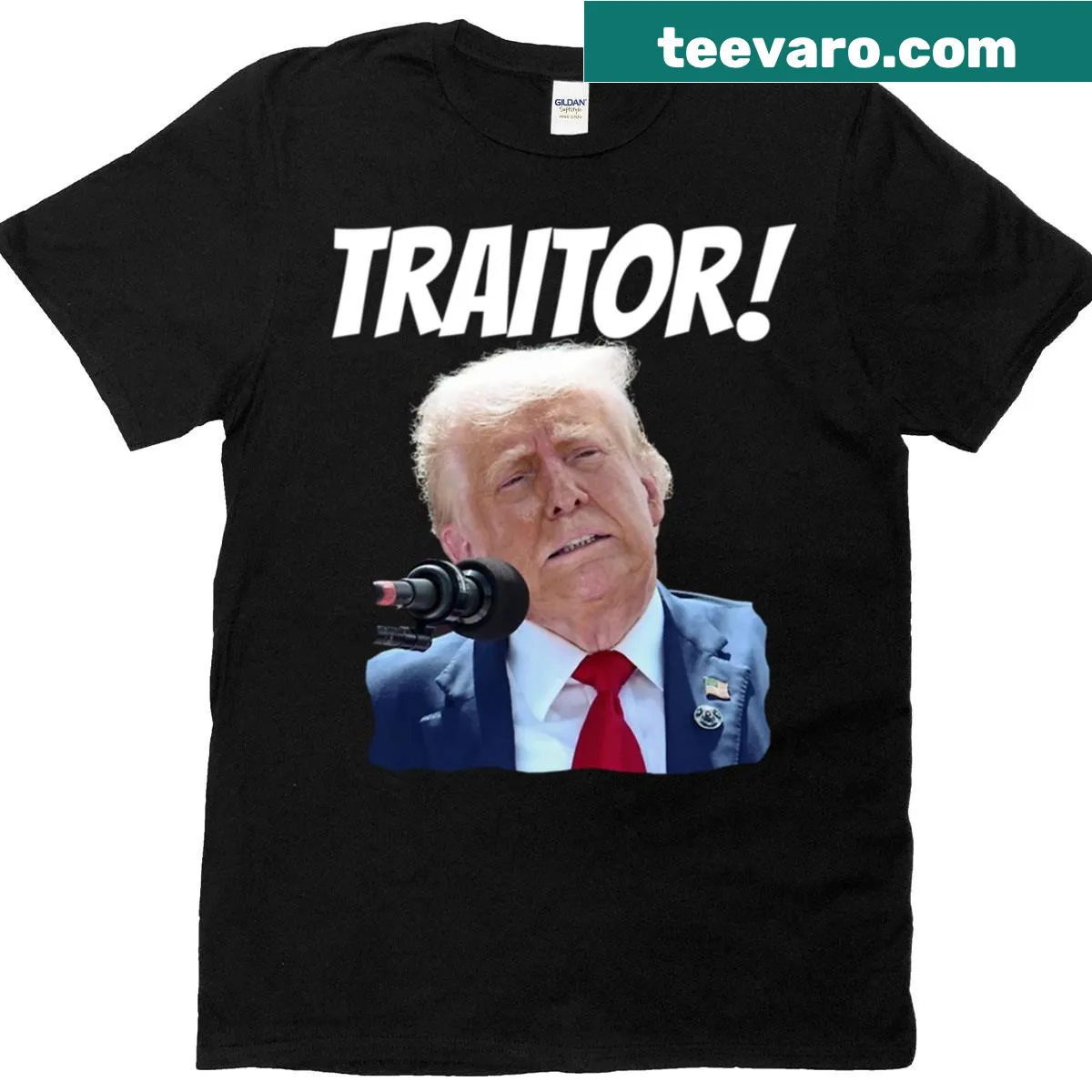 Bold T-shirt labeling Trump as a traitor — on a men's t-shirt