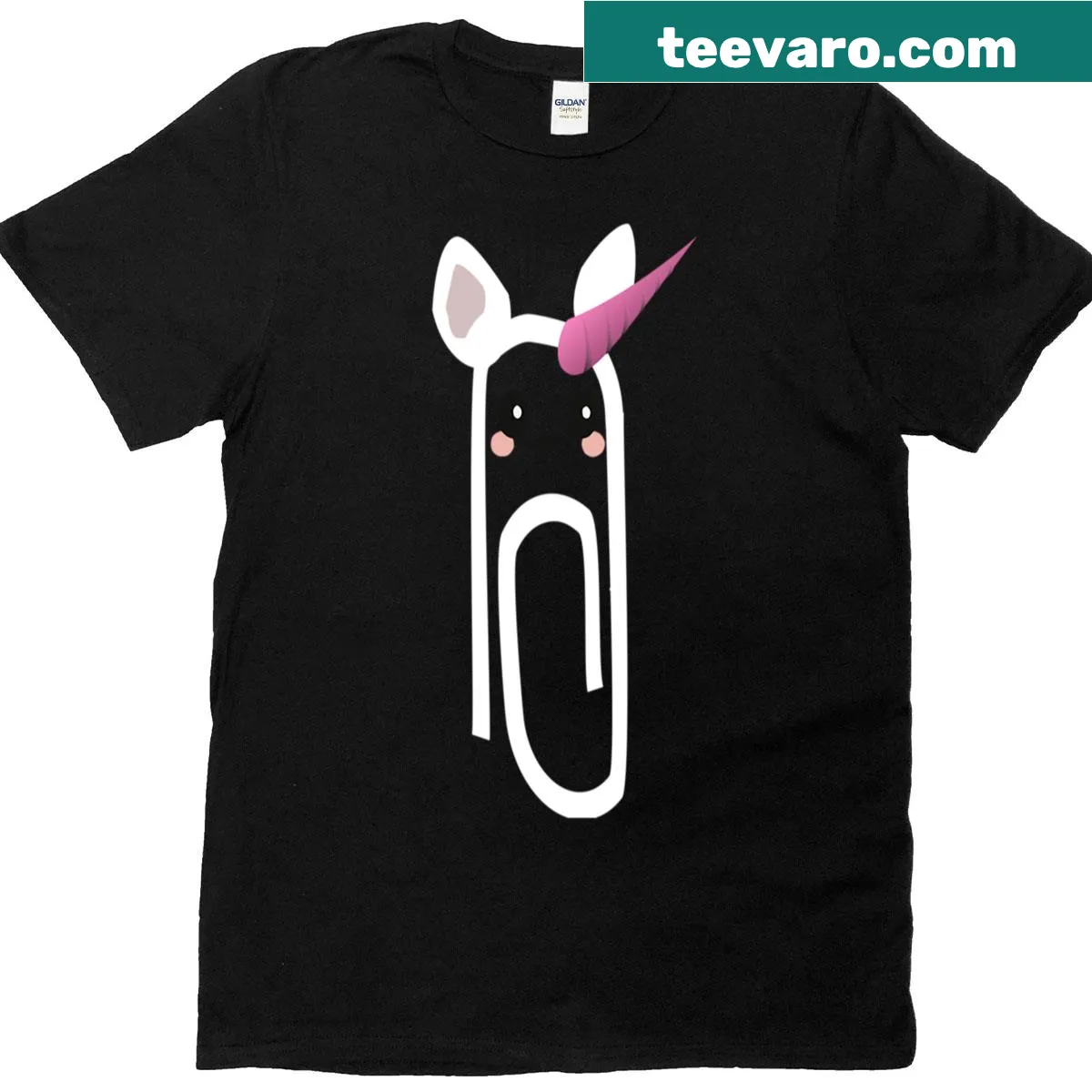 Playful T-shirt with a unicorn made of paperclips in a whimsical design — on a men's t-shirt