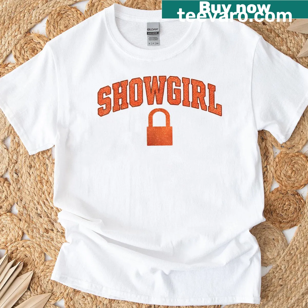 Vintage showgirl illustration graphic t-shirt — on a men's t-shirt