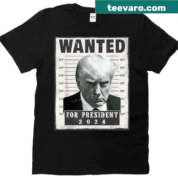 Mug shot graphic of Donald Trump with bold text for 2024