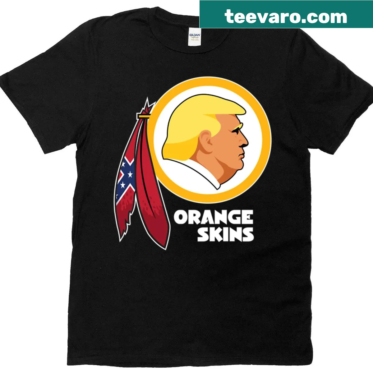 Oversized Washington Orangeskins T-shirt with bold graphics. — on a men's t-shirt