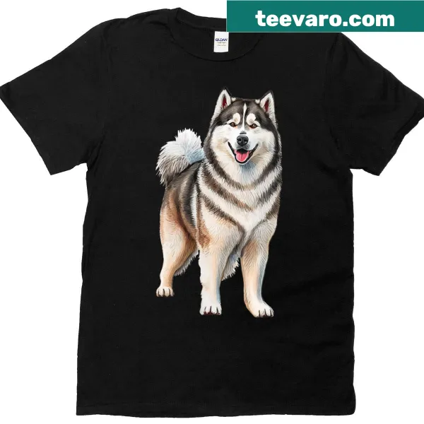 Cute Alaskan Malamute puppy graphic t-shirt for dog lovers