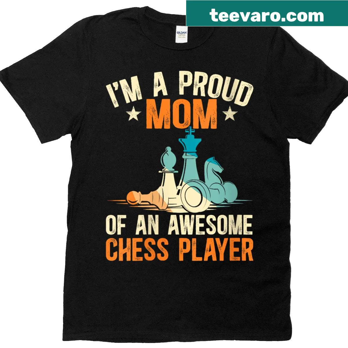 Chess-themed T-shirt for proud moms of chess players — on a men's t-shirt