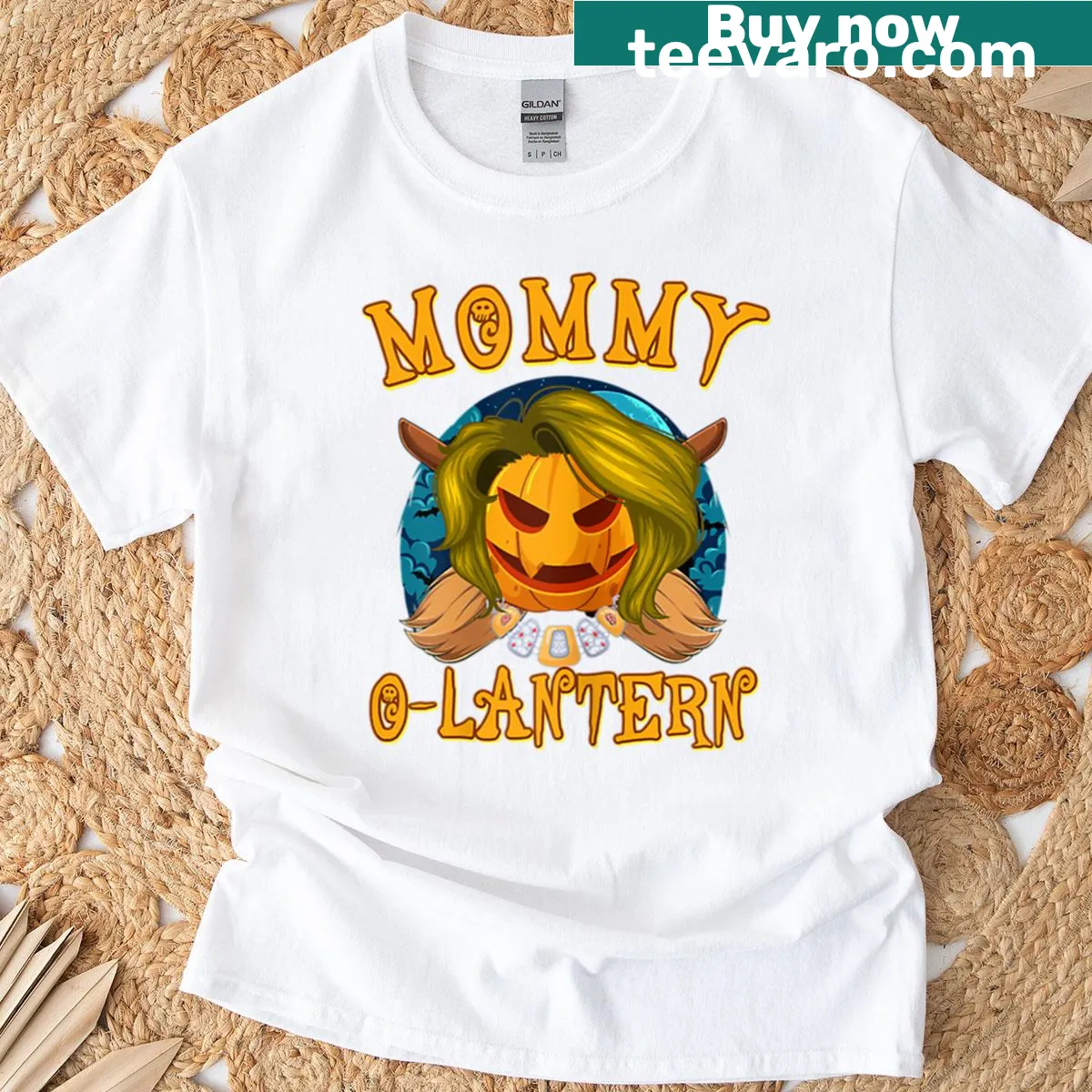 Cute Halloween t-shirt with a Jack O Lantern design for moms. — on a men's t-shirt