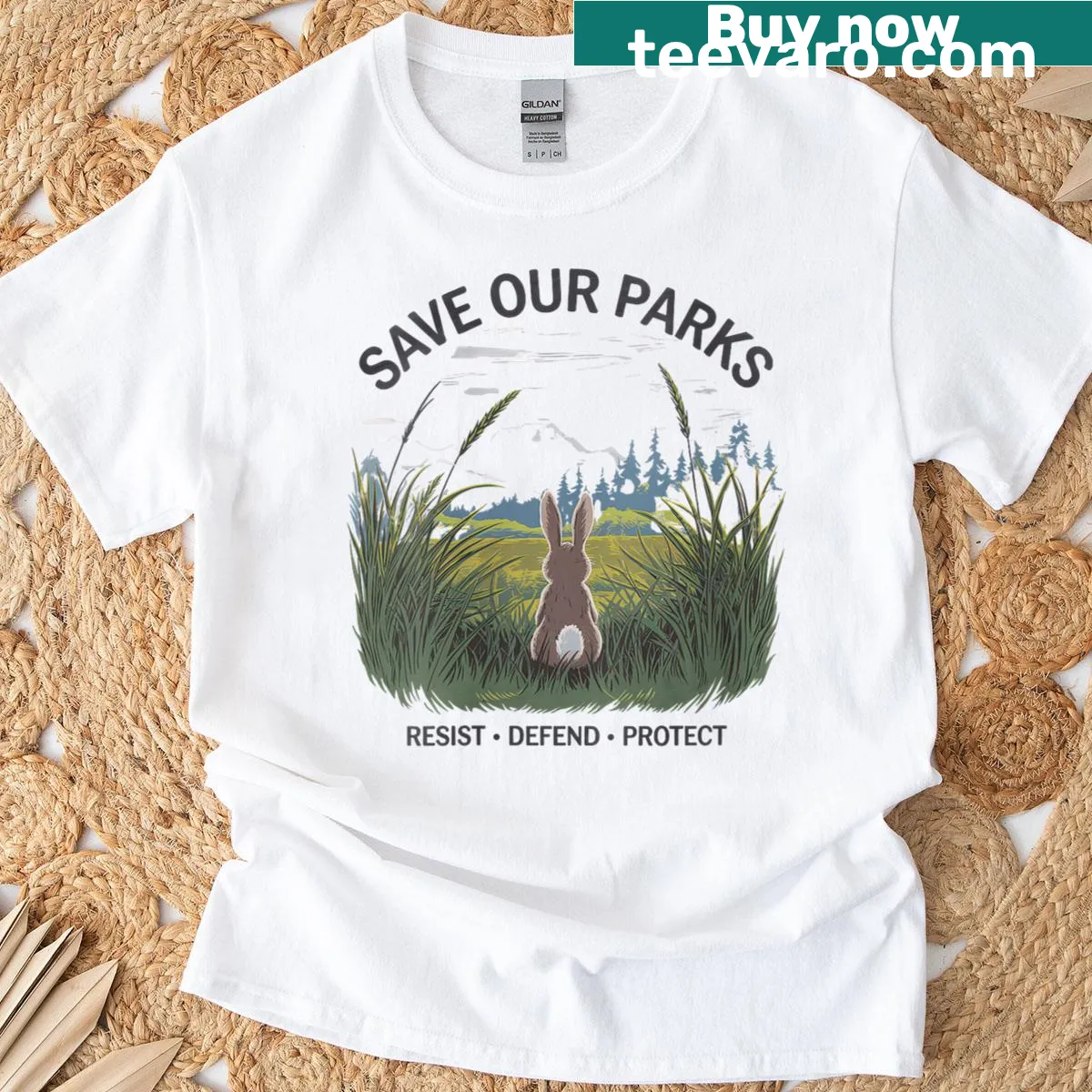 Retro graphic tee promoting park conservation with vintage design — on a men's t-shirt