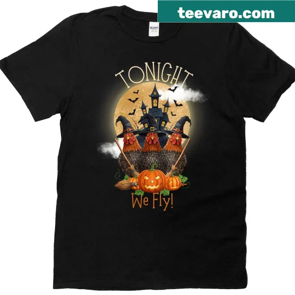 Whimsical Halloween T-shirt with chicken witch design