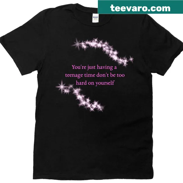Cute T-shirt with sparkly quote about teenage life