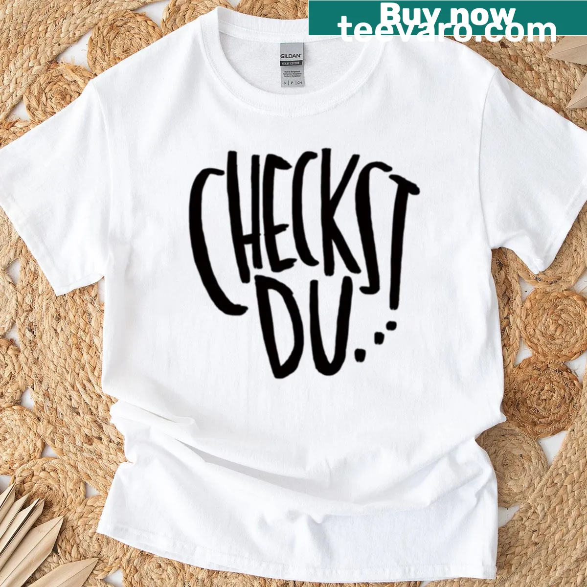 Youth t-shirt with the phrase 'Word You Check' — on a men's t-shirt