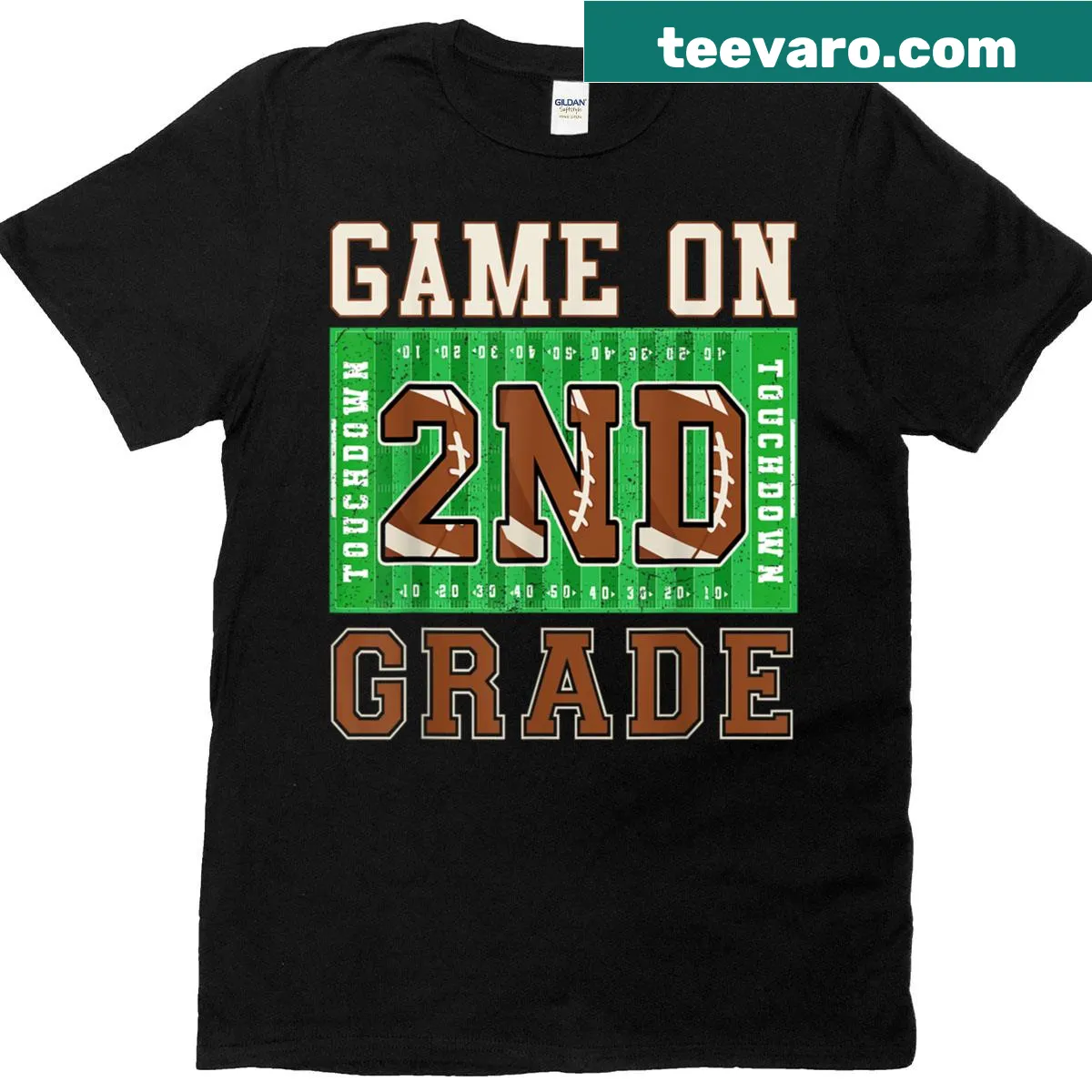 T-shirt featuring 'Game On' text for young football enthusiasts — on a men's t-shirt