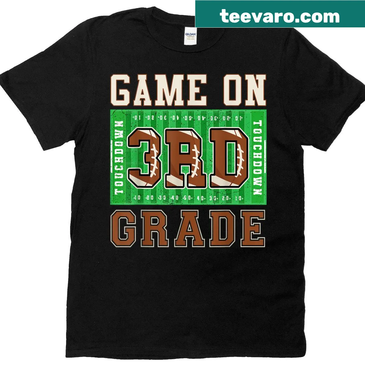 3rd Grade Boys Football T-shirt for back to school — on a men's t-shirt