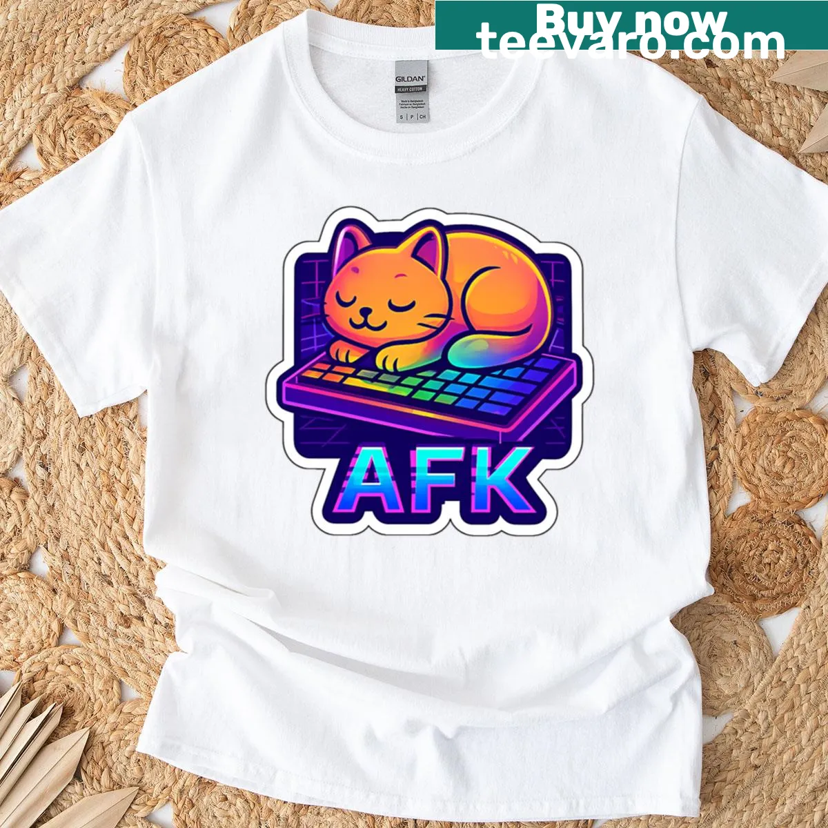 Funny gaming T-shirt with a cartoon cat loaf graphic — on a men's t-shirt