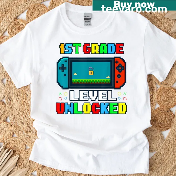 Kids T-shirt celebrating 1st grade with gaming theme