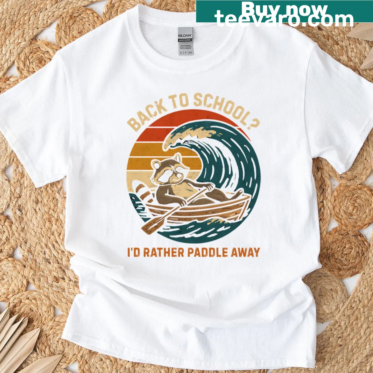 Retro-style T-shirt with a humorous raccoon graphic for back-to-school — on a men's t-shirt