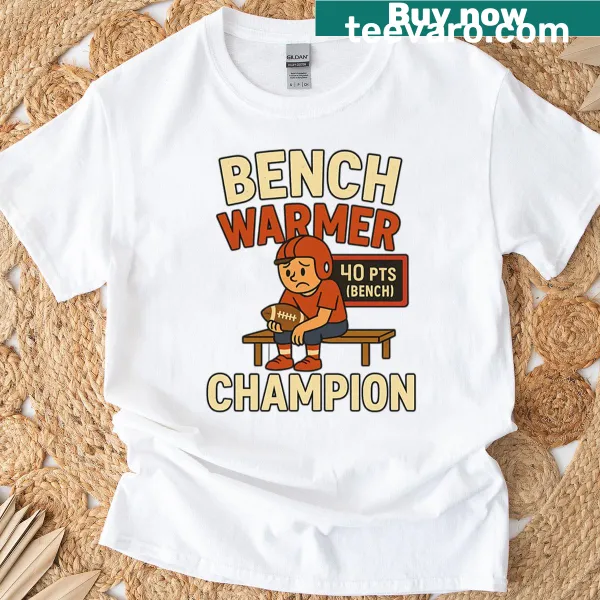 Vintage-style oversized t-shirt celebrating bench warmers in sports