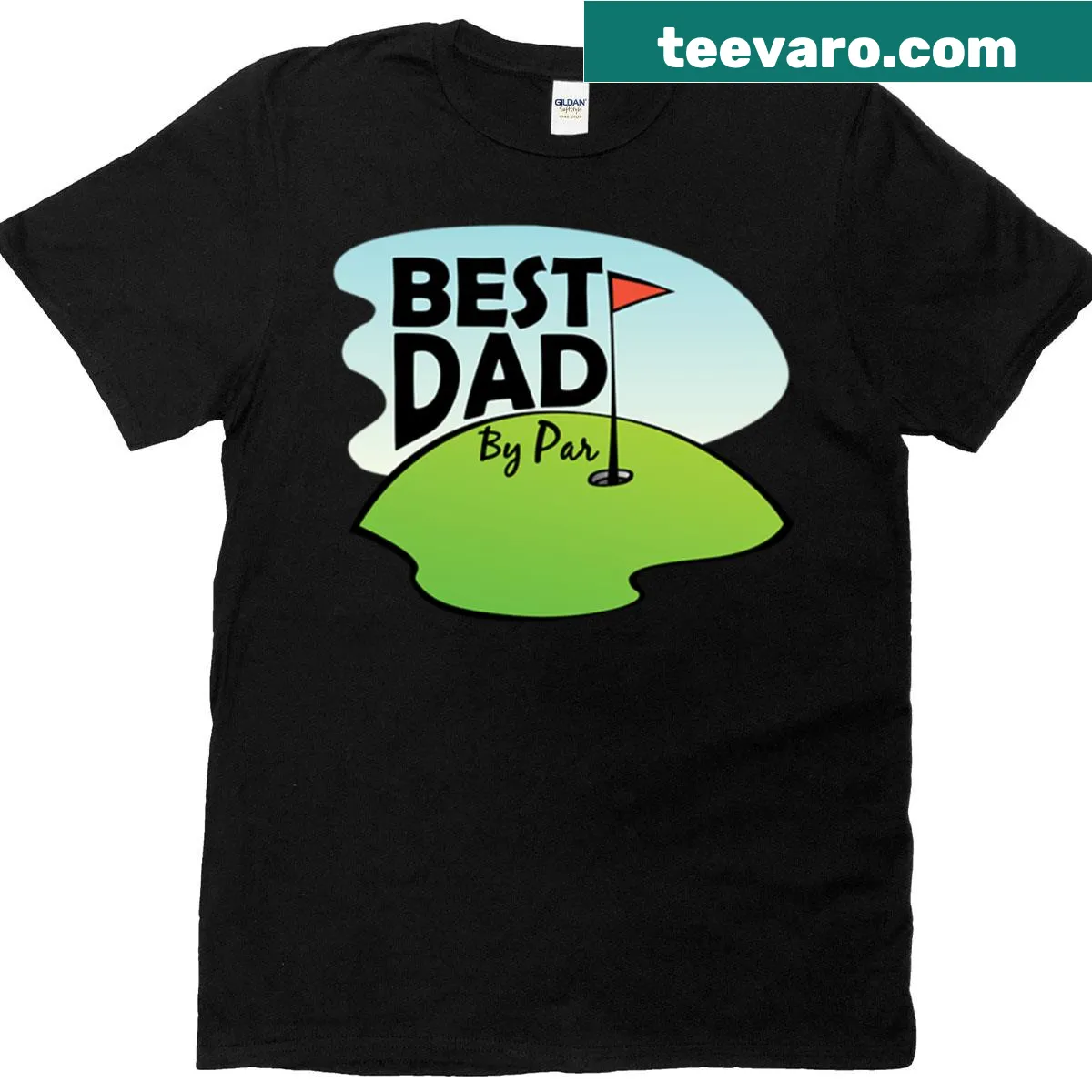 Funny golf-themed t-shirt for dads with humorous text — on a men's t-shirt