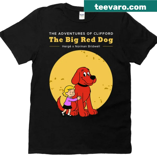 Charming T-shirt showcasing a little girl with her big red dog