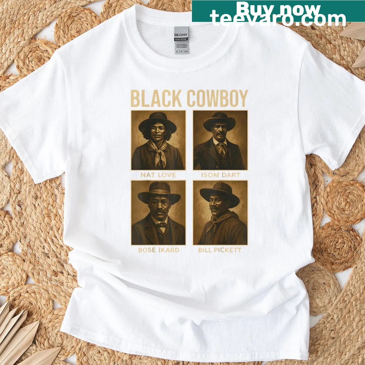 Silhouette cowboy rodeo t-shirt featuring melanin pride — on a men's t-shirt