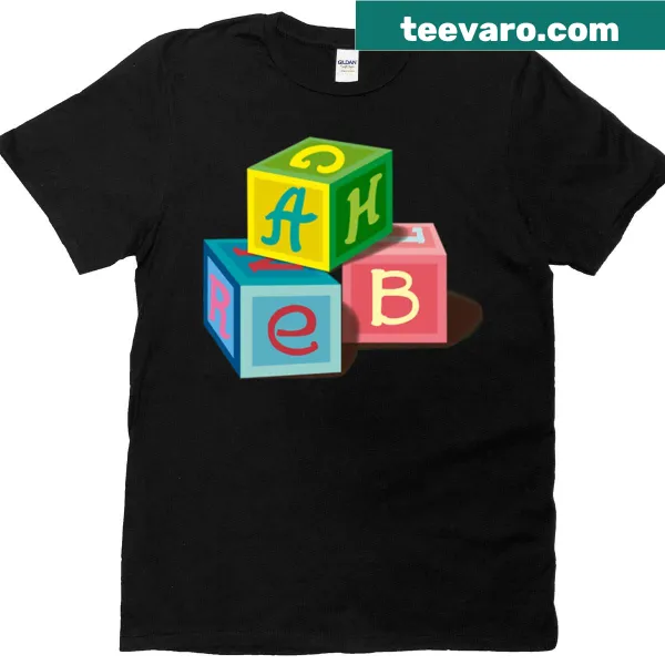 T-shirt with playful block game design featuring iconic shapes