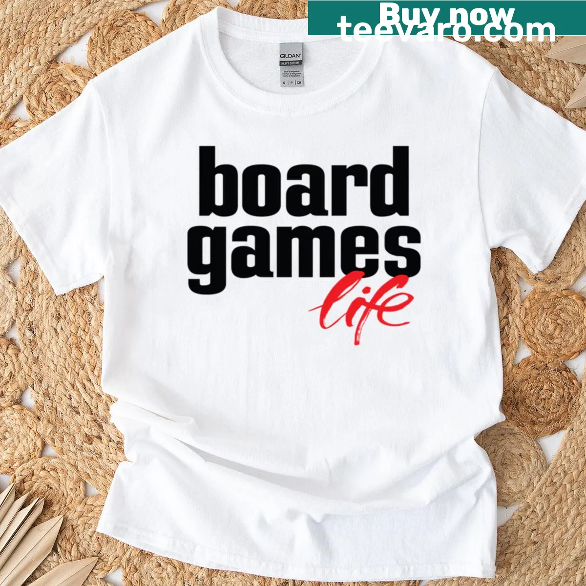 Illustrative design of board games with playful text — on a men's t-shirt
