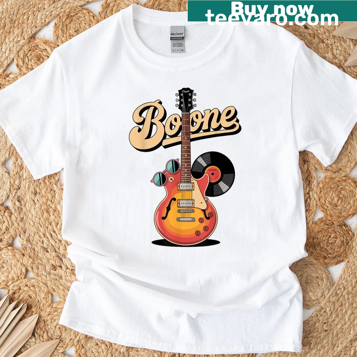 Vintage-style shirt customizable with the name 'Boone' — on a men's t-shirt