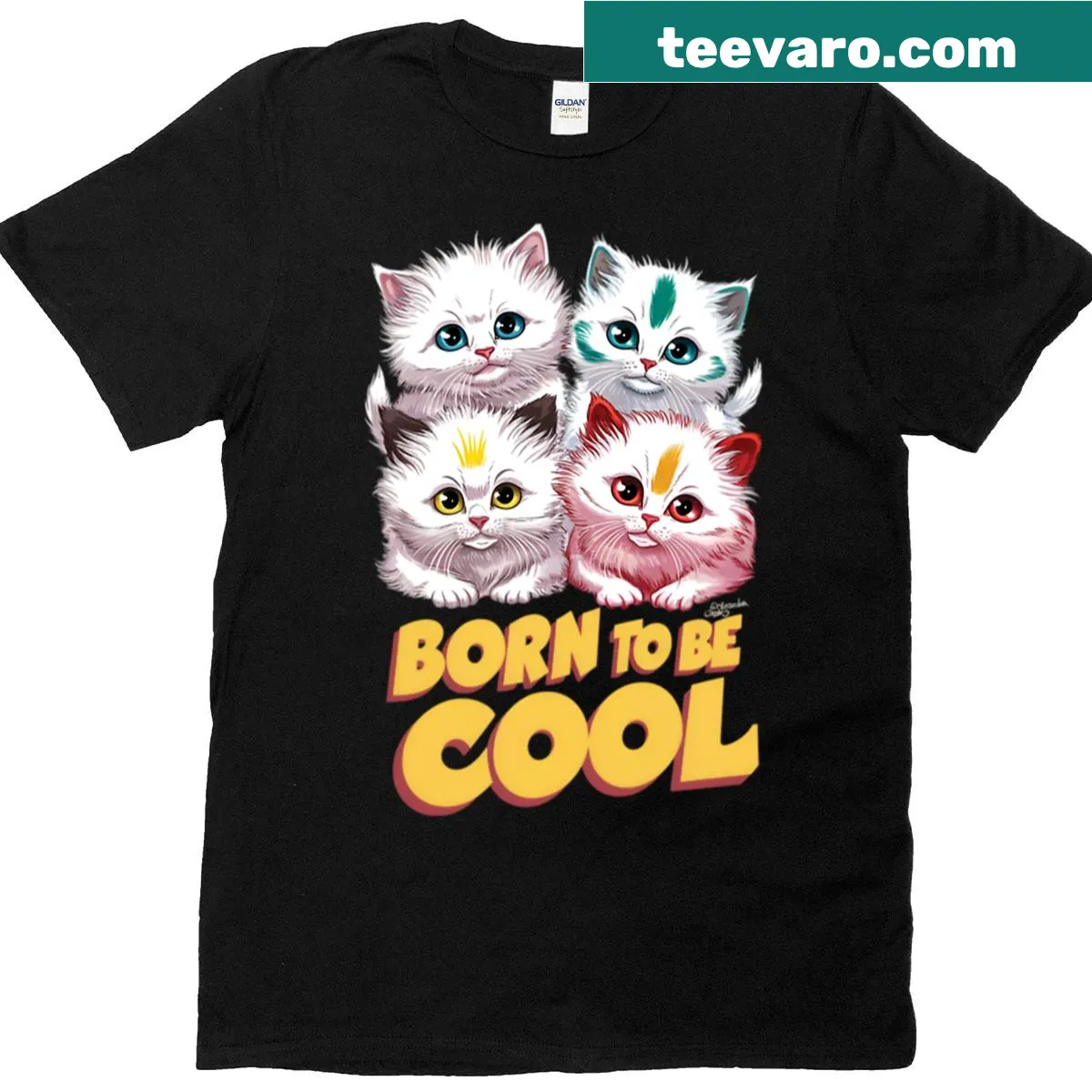Cute cat lover t-shirt with playful kitty design and text — on a men's t-shirt
