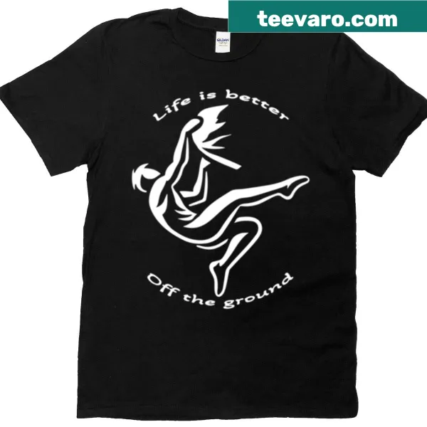 Illustrated bouldering T-shirt with the phrase 'Life Is Better'