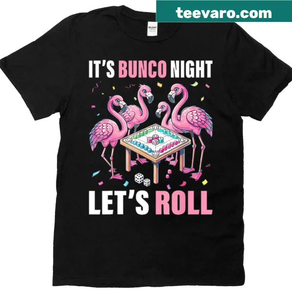 Funny Bunco player t-shirt with a playful flamingo graphic