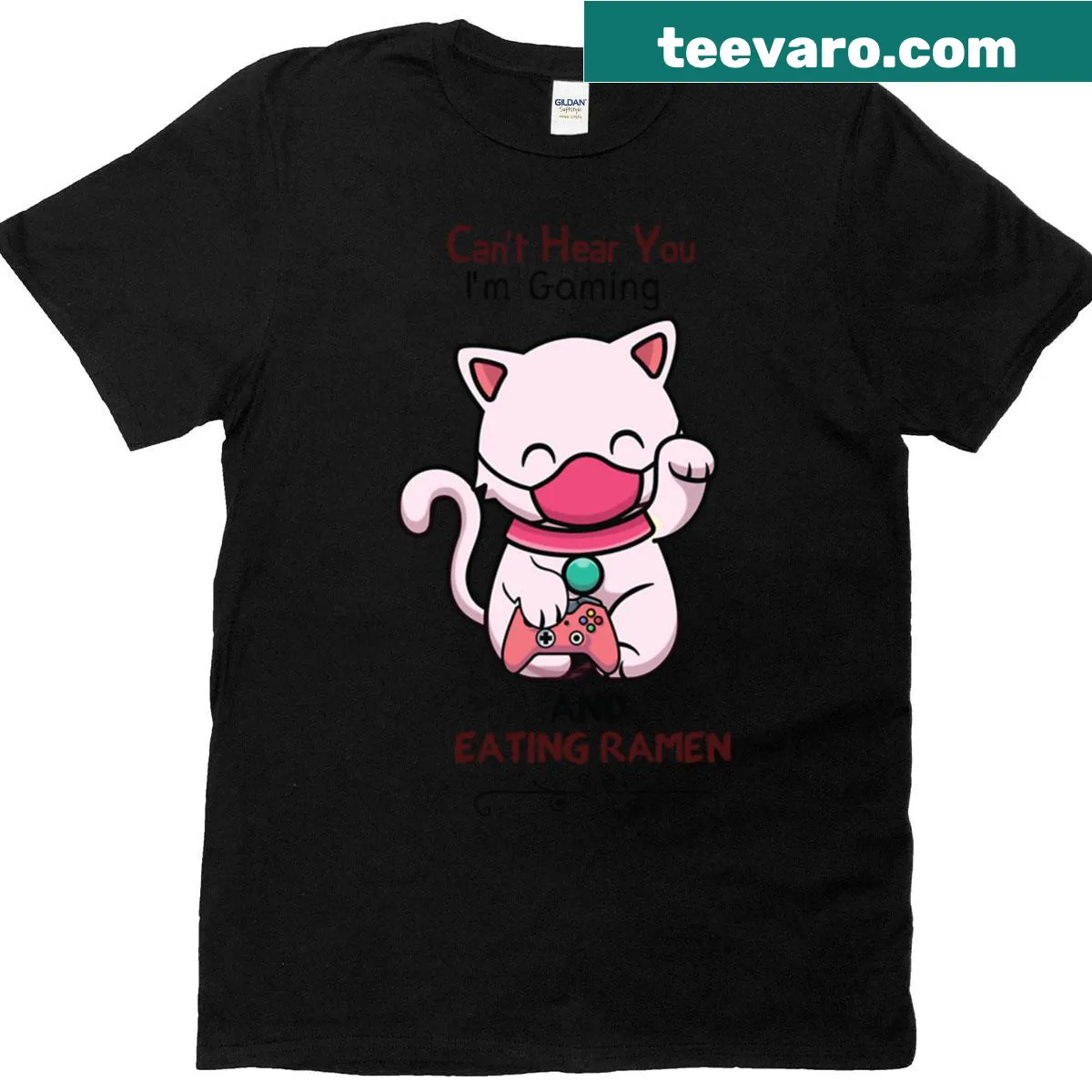Funny gaming t-shirt with ramen and gaming phrase — on a men's t-shirt