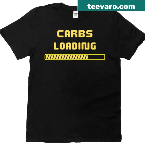 Funny runner t-shirt with 'Carbs Loading' design