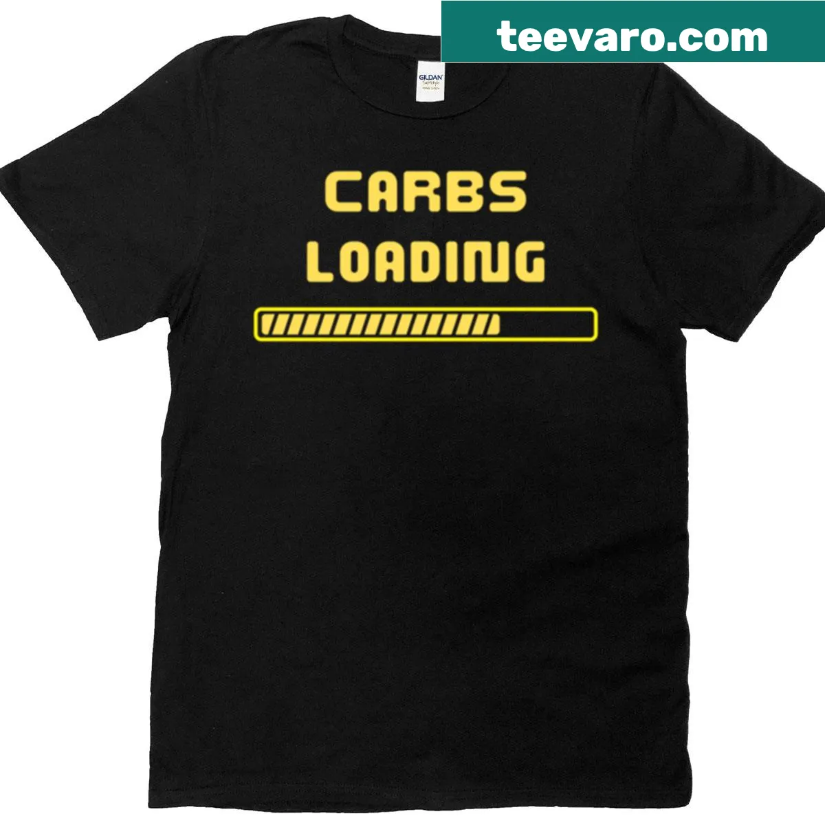 Funny runner t-shirt with 'Carbs Loading' design — on a men's t-shirt