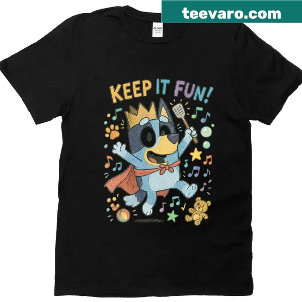 Cartoon Bluey T-shirt with fun design and slogan