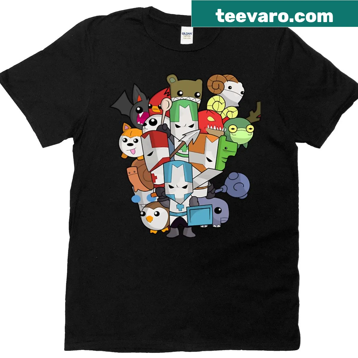 Castle Crasher video game graphic t-shirt — on a men's t-shirt