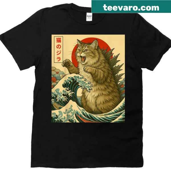 Funny Catzilla graphic featuring a Siberian cat