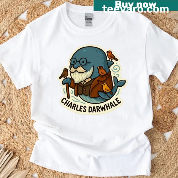 Funny whale scientist t-shirt featuring a bearded whale in a lab coat