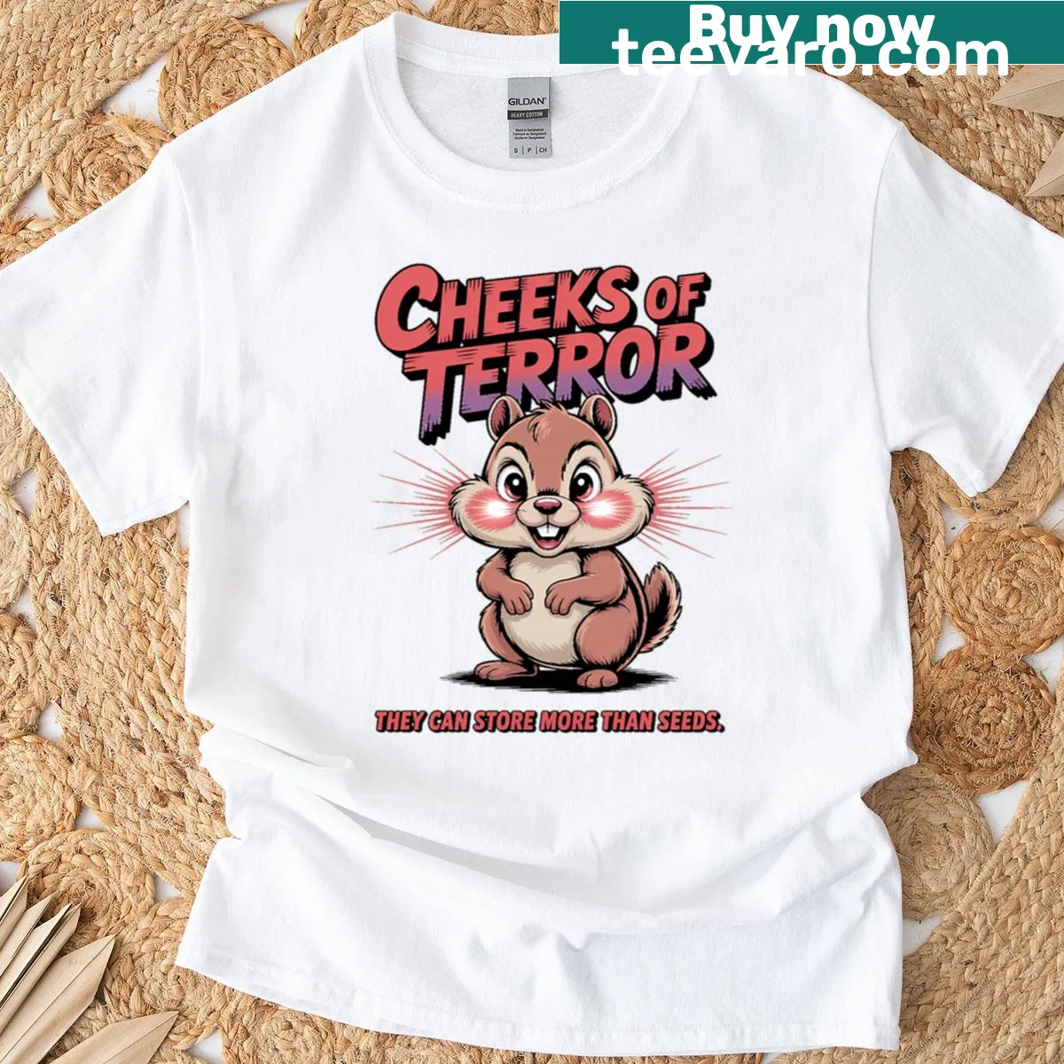 Cartoon chipmunk as a monster for Halloween t-shirt — on a men's t-shirt