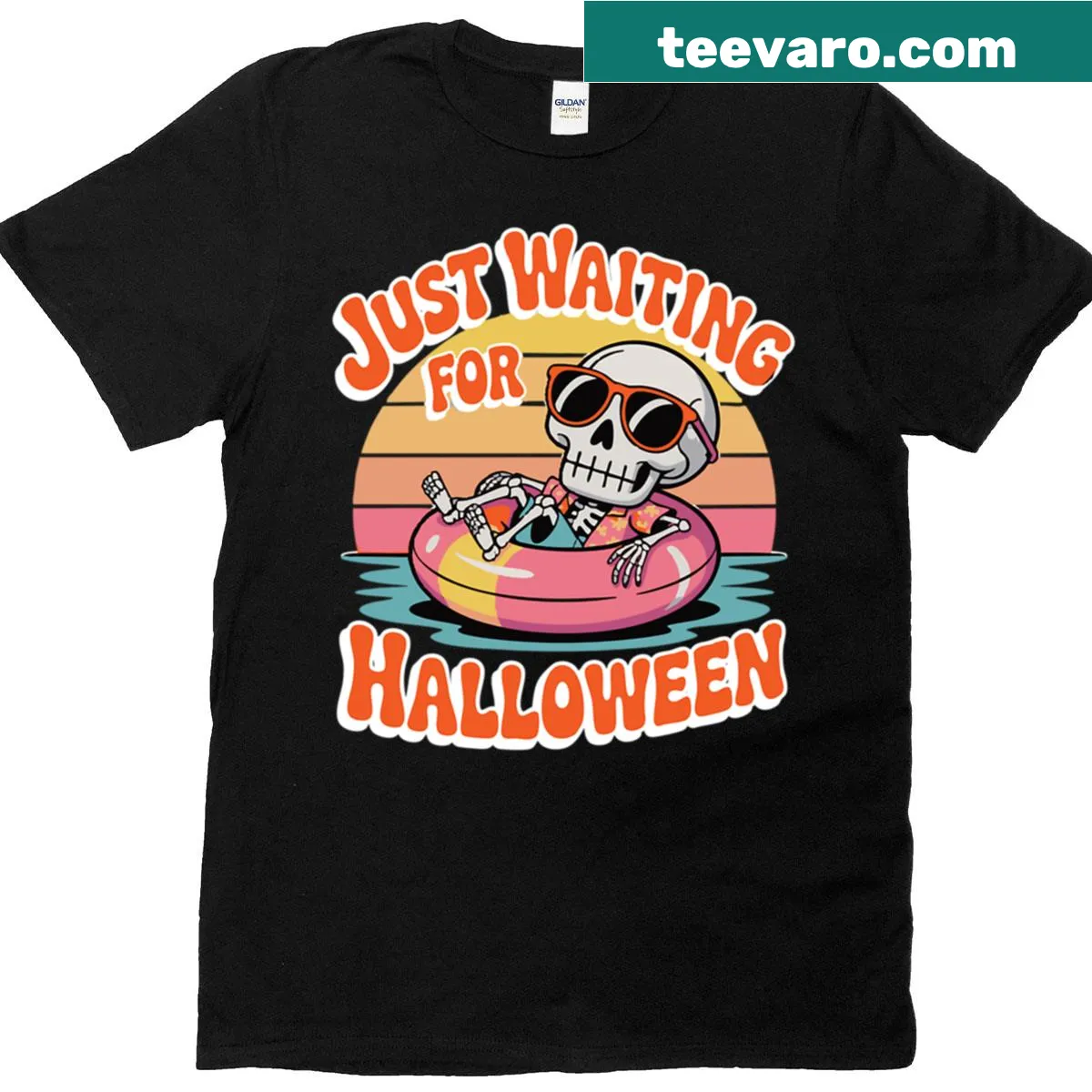 Chill skeleton Halloween vibes T-shirt — on a men's t-shirt