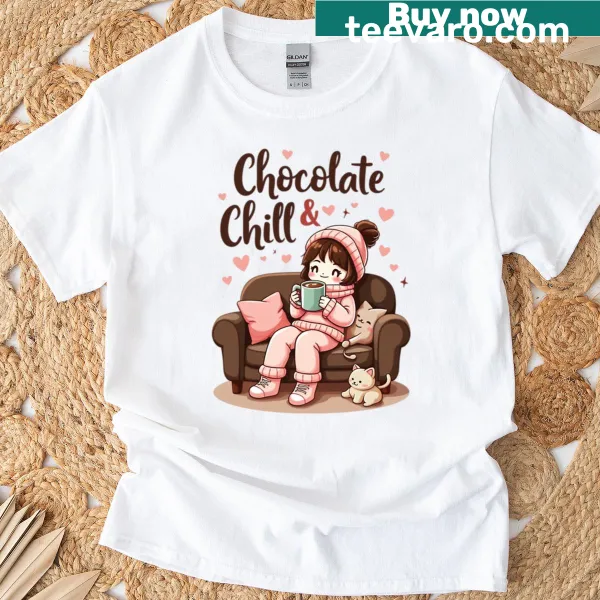 Playful Chocolate And Chill typography design t-shirt