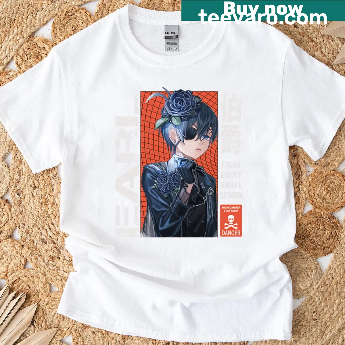 T-shirt featuring Ciel Phantomhive from Black Butler anime — on a men's t-shirt